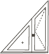 eurookno trojúhelníkové dvoukřídlé fix + otevíravé 
